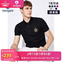 Navigare Mens short sleeve Italian Dinghy Polo Shirt 2021 Summer Solid color Cotton T-shirt