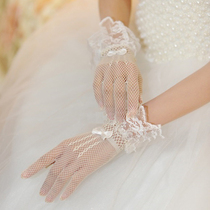 Lace Tulle mesh short gloves Bride princess maid Adult womens temptation sex underwear with accessories