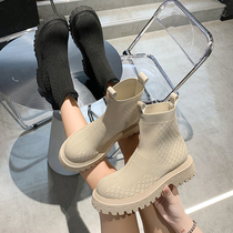 Super fire high-top shoes womens trendy cool 2021 spring and autumn and summer new flying socks boots cigarette tube boots stretch knitted socks shoes