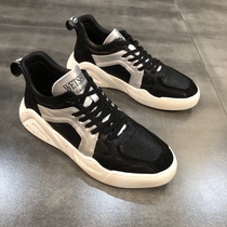 Tide brand autumn and winter new mens shoes leather Joker plus velvet thick-soled shoes mens high-top shoes trend sports casual shoes