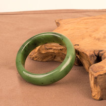 Pure natural Hetian Jasper bracelet widened and thickened spinach green jade bracelet authentic Xinjiang Jade to send mother