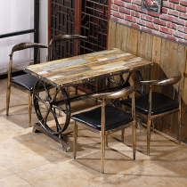 New hot pot restaurant retro table barbecue restaurant restaurant snack bar fast food restaurant milk tea shop theme table and chair combination
