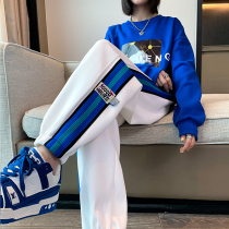 White sports pants female summer bunches foot spring autumn clothing 2022 new exploits casual pants loose slim kharenwear pants
