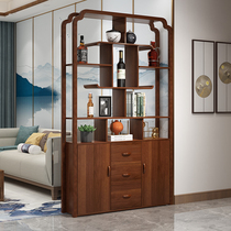 New Chinese style entrance cabinet Foyer cabinet Screen partition cabinet Decoration living room Solid wood frame Entrance room Hall cabinet Wall wine cabinet