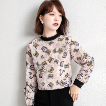 Floral chiffon shirt womens autumn 2021 New early autumn chic coat long sleeve foreign style bottoming European small shirt