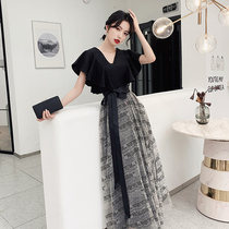 Small evening dress Female banquet temperament can usually wear French high-end light luxury niche socialite dress dress summer