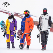 Ski pants ski suit suit mens and womens veneer double board waterproof winter cotton thick Korean pro fan