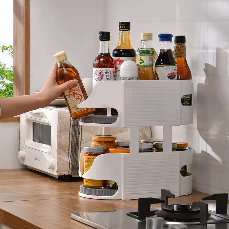 Belu multi-function rotating storage rack condiment rack storage box kitchen shelf rotating condiment rack can be