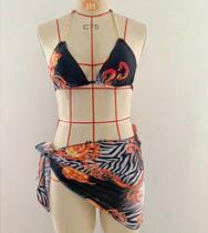 Sexy bikini swimsuit European and American feminine luxury rhinestone vacation three-piece bikini swimsuit