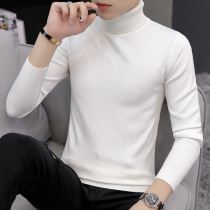 Turtleneck sweater mens fashion handsome slim-fit base sweater lapel collar casual sweater autumn and winter new