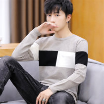 Mens Sweater 2021 Spring and Autumn Korean Fashion Thin Round Neck Knitted base shirt Mens Student Top Jacket Jacket