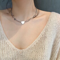 Korean love necklace female ins simple niche design sense retro wild temperament net red clavicle chain