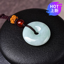 520 Necklace Myanmar jade ice waxy seed oil green transfer lucky safety buckle pendant pendant