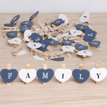 Photo clip clip photo clip family love wooden clip decoration 36 loading hemp rope nail student couple gift