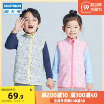 Decathlon childrens vest spring and autumn boys and girls plus velvet outside to wear baby children fleece hooded vest spring KIDG