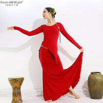 Foreign trade export belly dance practice suit Fran folk song modal cotton turn over waist bag hip skirt suit ESS02