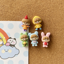 5-pack cartoon cute doll pushpins Cork nails felt board Cork photo wall Classroom newspaper board layout decoration
