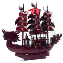 Smooth sailing dragon boat ornaments mahogany sailing rosewood carving antique dragon boat solid wood craft boat