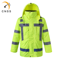 cnss reflective cotton-padded clothes road traffic warning safety thickened cotton-padded jacket men fluorescent riding coat cold clothing