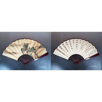 Qing four Wang Wang Hui calligraphy and painting fan works hand-painted traditional Chinese painting boutique landscape calligraphy poetry folding fan text play Collection