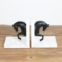 New Chinese marble horse head book by ornaments simple Nordic study decorations bookcase bookcase bookcase marble home