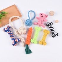 Pet cotton rope toy hand-woven dog gnaw gritted teeth teeth teeth teeth carrot combination cat and dog interactive ball rope