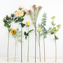 Simulation flower green planting leaves living room furnishing with ground floral rose wedding flower bouquet flower arrangement with plastic fake flowers