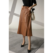 Ji Han Pavilion autumn dress 2021 new women light coated sheepskin high waisted skirt PQA361502AG