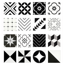 Nordic black and white geometric tiles 300 kitchen bathroom non-slip floor tiles Balcony wall tiles vintage parquet tiles