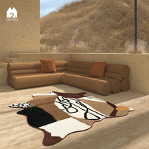 (Qingshan Meijuku) Original design Abstract Dairy Cow Carpet Living Room Bedroom Bedside Cushion Room Nordic-Cat Sensation