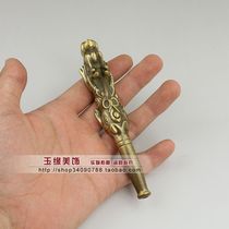 Antique old pure copper brass faucet cigarette mouth Lucky Nafu Antique small ornaments handle pieces Copper sculpture