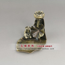 Retro made old pure copper brass incense stick incense plate Lotus lotus leaf old man