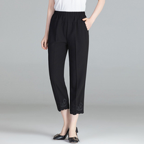 Middle-aged mother dress spring and summer thin elastic waist casual pants summer 40 years old 50 middle-aged womens pants 2021 New