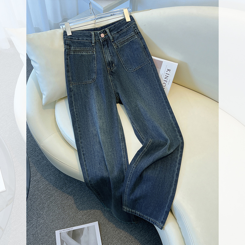 阔腿牛仔裤子女秋季2023年新款爆款今年流行小个子高腰宽松直筒裤