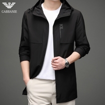 Chiamania autumn mens jacket mens jacket hooded business casual solid color medium and long coat men