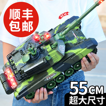 Oversized remote control tank car can launch battle electric childrens crawler cannon model boy off-road toy