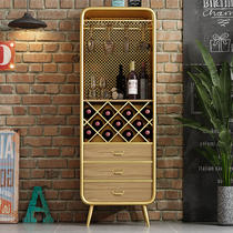 Wine cabinet modern simple living room against the wall iron sideboard light luxury high-end shelf solid wood lockers can be customized