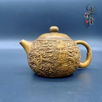Retro pure copper teapot dry log bronze carved dragon pot fitting for fly dragon kettle practical kettle tabletop tea pet