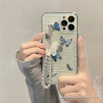 ins blue butterfly bracelet for iPhone13Pro mobile phone case light luxury Apple 12 pro anti-drop 13 women