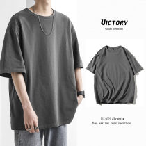 Heavy lbs short sleeve t-shirt male inner lap half sleeve mens white clothes Chauded summer mens clothing pure cotton pure color slapped undershirt