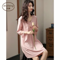 2022 New Spring Fall Mordale Cotton Lady Sleeping Dress Long Sleeves Slim Summer Pyjamas Easy To Wear