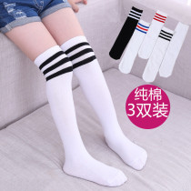 Spring and Autumn Thin Female Student Sports Socks Football Stockings Childrens Mid-leg Half-leg Cotton Socks Striped Boys Knee Socks