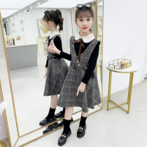 Girl dress autumn 2021 New Spring Korean version of foreign style girl suit skirt children fashionable Spring and Autumn Tide