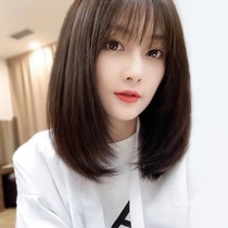 Wig female summer short long hair net red shoulder collarbone short hair natural realistic air bangs full head cover inner buckle