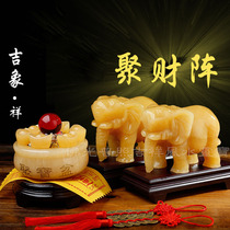 Natural Topaz Elephant Ornaments Lucky Feng Shui Elephant Jade A pair of Town House Desk Wine Cabinet Ornaments