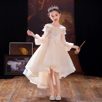 Childrens birthday dress host flower girl wedding princess dress girl puffy girl piano performance autumn and winter