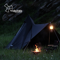 vidalido Black outdoor camping Indian Pyramid tent Sunscreen double layer rainproof dark black minaret tent