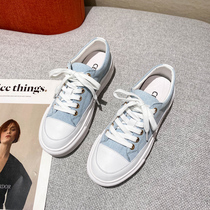 Wushe small fresh mint denim blue canvas XIE~Tide flat plate XIE Wild thick bottom leisure XIE