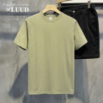 LUUD Xinjiang Combi Tight Loese Full Cotton T-shirt Pure Color 100 Hitch Short Sleeve Daily Casual Hit Bottom Mens Blouse