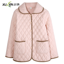 One-piece tops winter pajamas ladies winter thickened three layers of cotton warm cardigan plus size womens home clothes winter